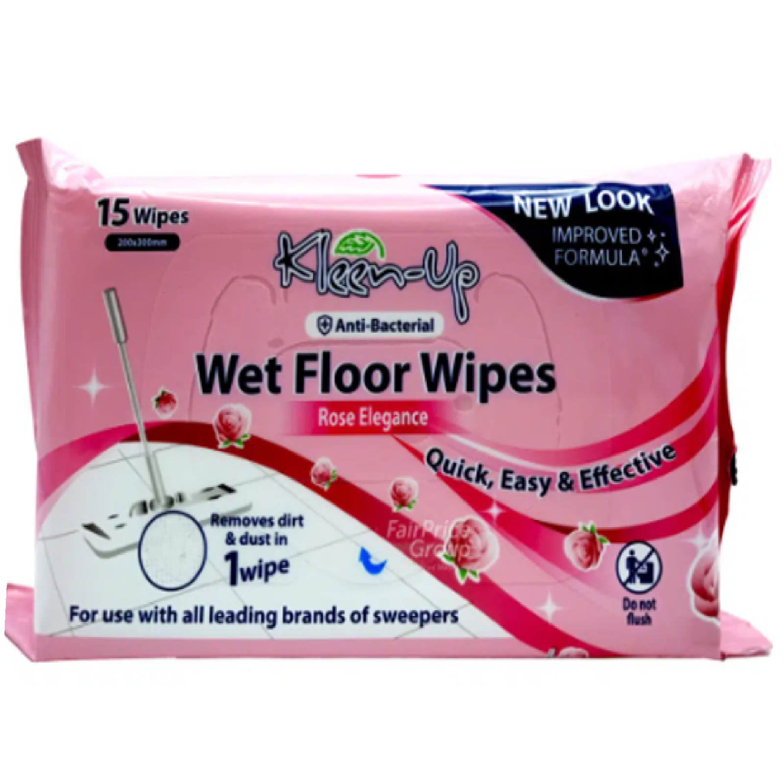 KLEEN-UP Wet Floor Wipes 15s ROSE ELEGANCE